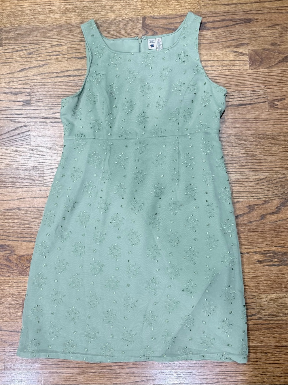 American Eagle Vintage Sage Green Embroidered Sheath Dress Sz 8